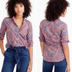 J. Crew Perfect Shirt Liberty London Art Fabrics Pink Button Down Top collared